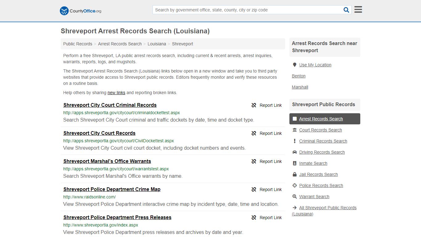 Arrest Records Search - Shreveport, LA (Arrests & Mugshots) - County Office